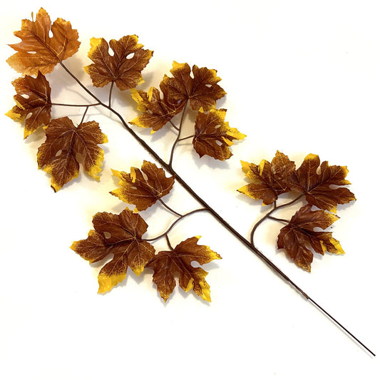 Artificial Maple Leaf Spray 60cm - Brown and Yellow