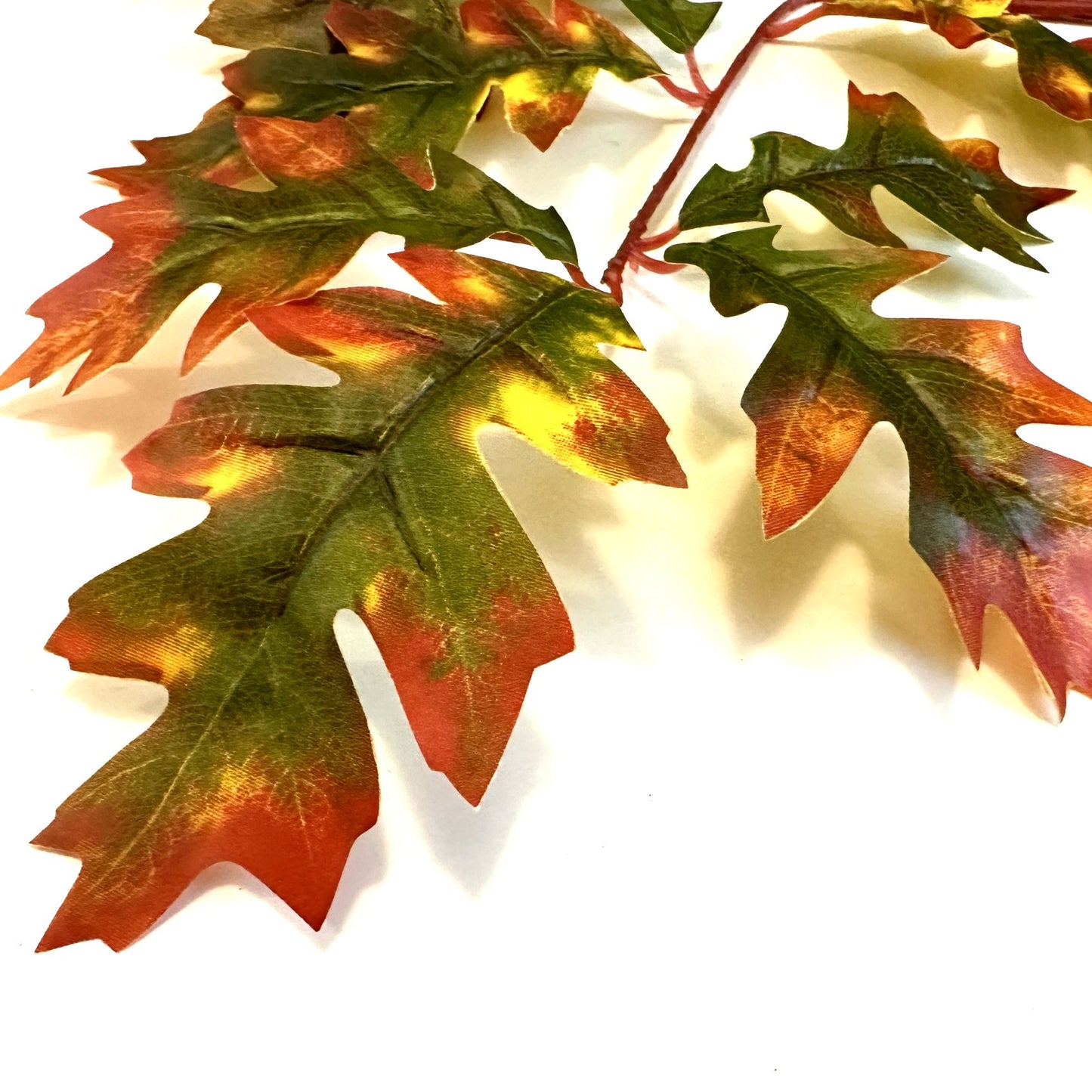 Artificial Oak Leaf Branch 68cm - Red and Green