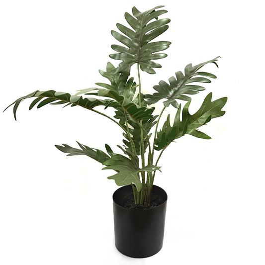 Artificial Potted Philodendron Plant in Black Pot