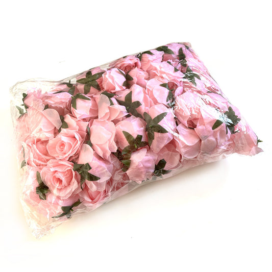 Pack of 100 Artificial Light Pink Rose Flower Heads