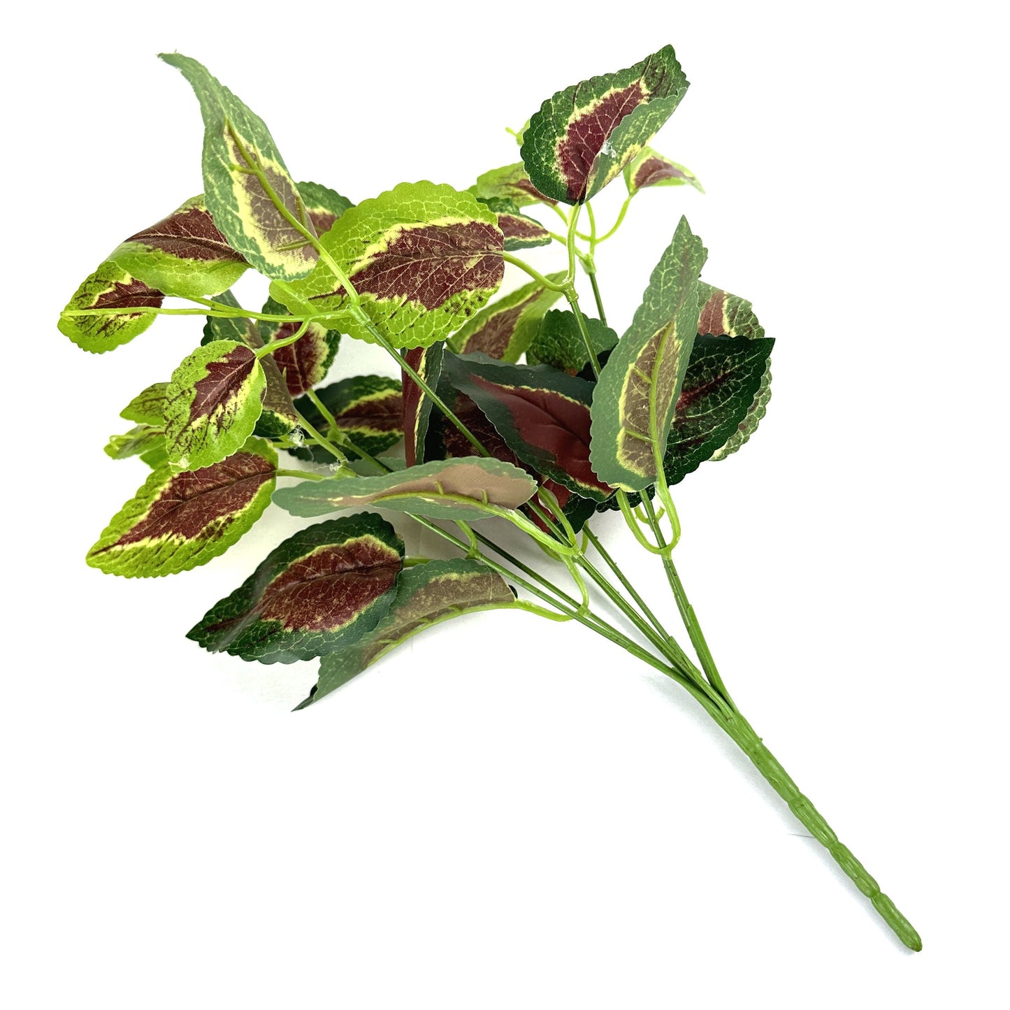 Artificial Coleus Bush Plant with Green and Red Foliage 34cm