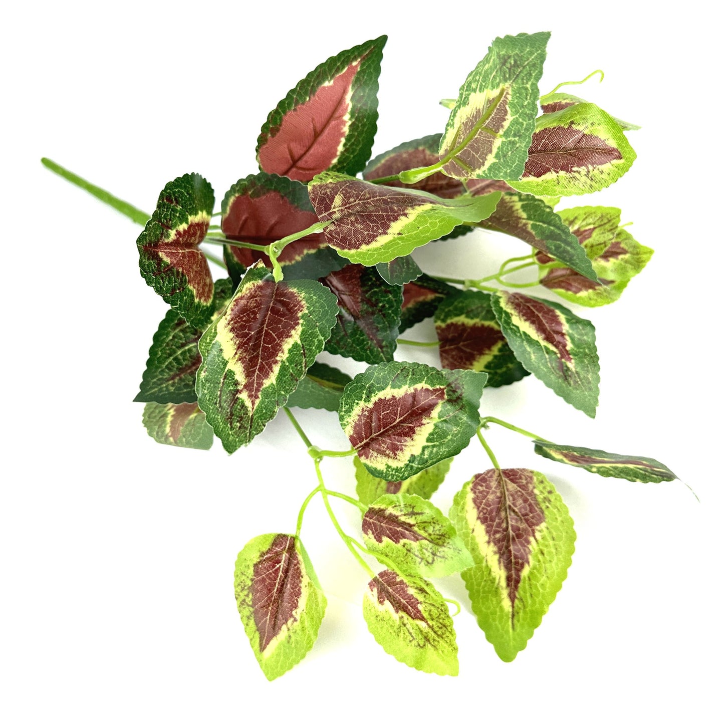 Artificial Coleus Bush Plant with Green and Red Foliage 34cm