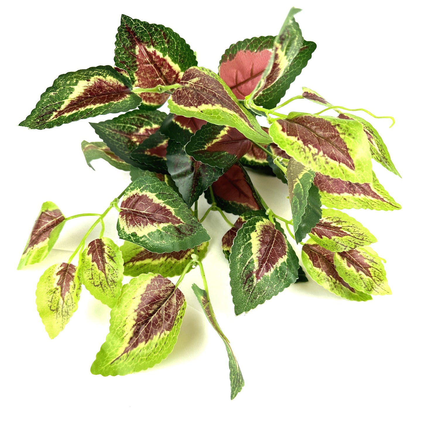 Artificial Coleus Bush Plant with Green and Red Foliage 34cm