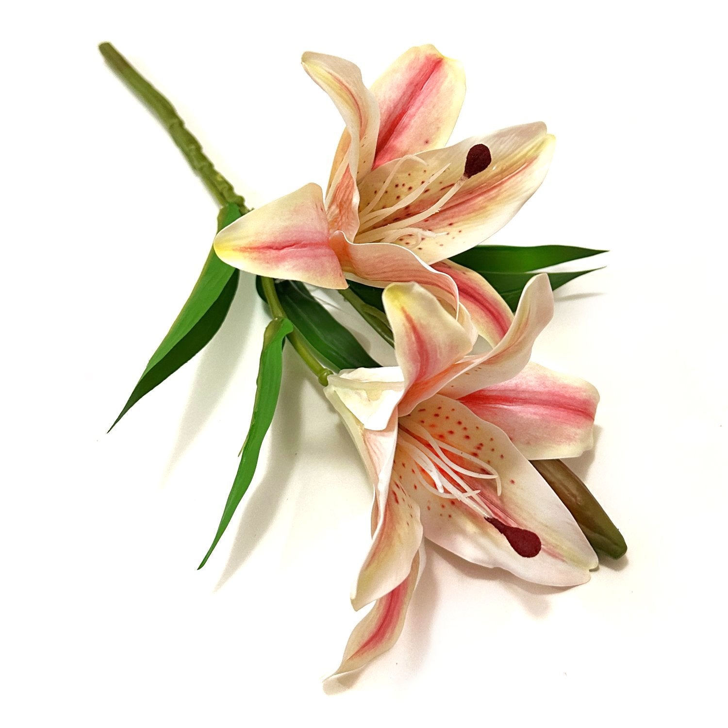 Artificial Cream and Pink Lily Flower Spray