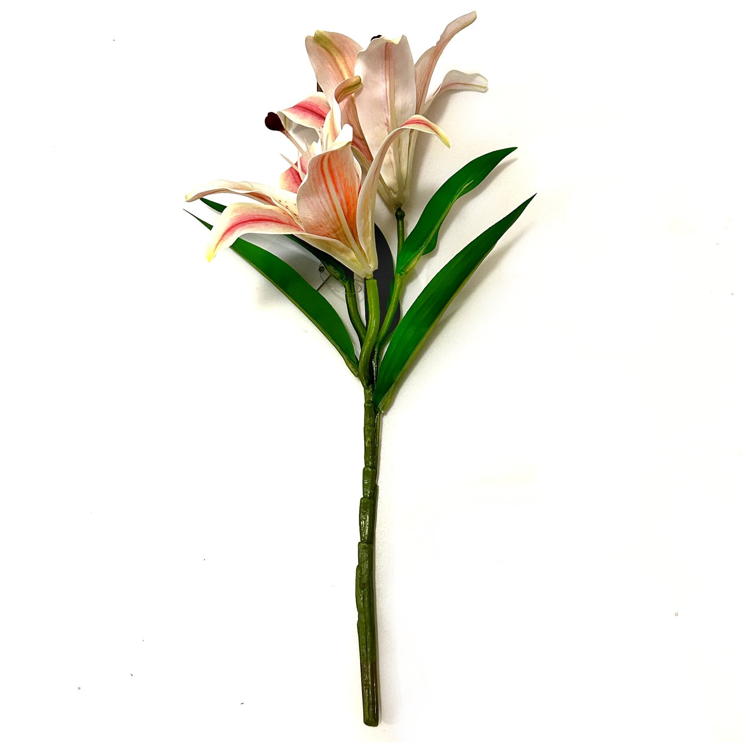 Artificial Cream and Pink Lily Flower Spray 38cm