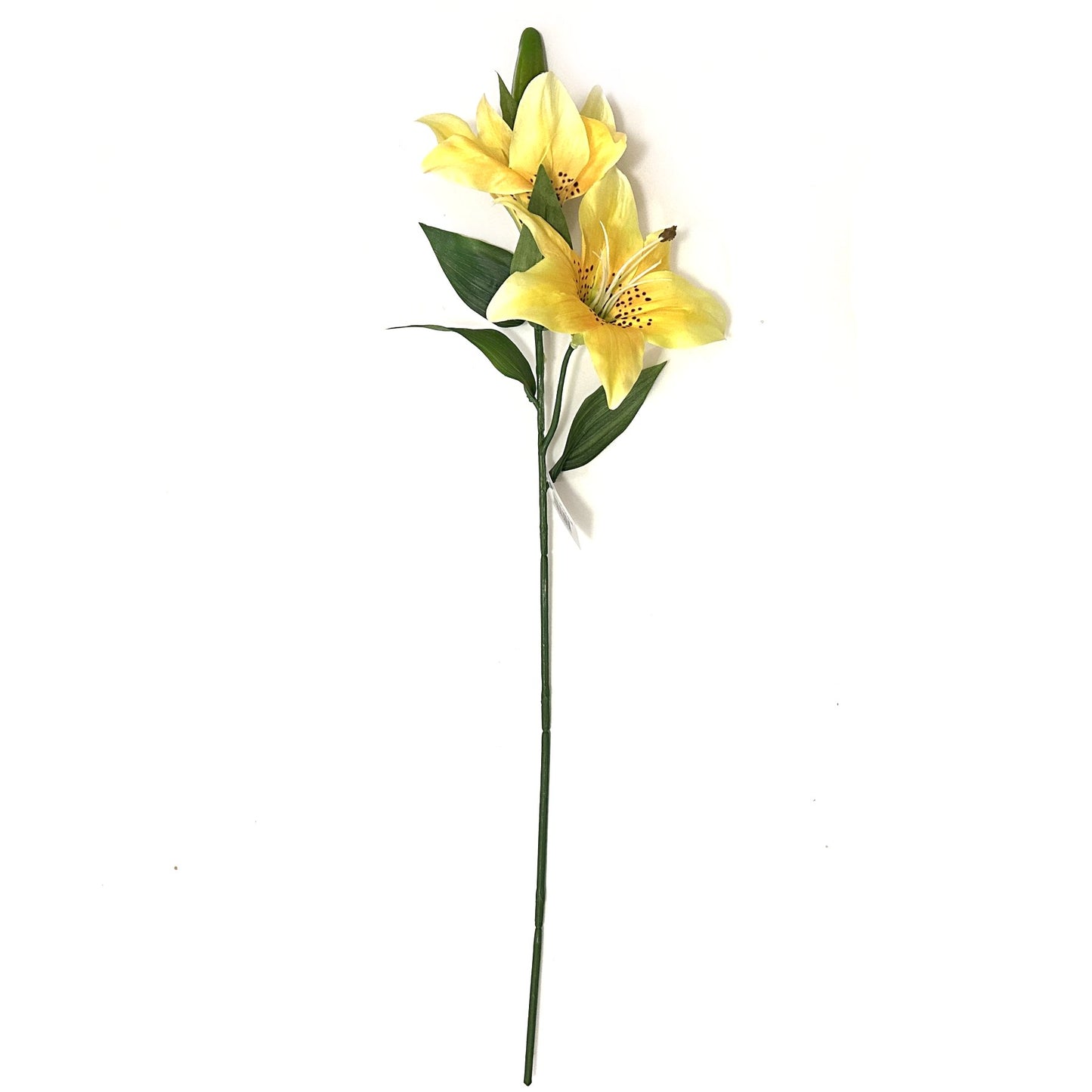 Artificial Lily Flower Spray with Lemon Yellow Faux Flowers