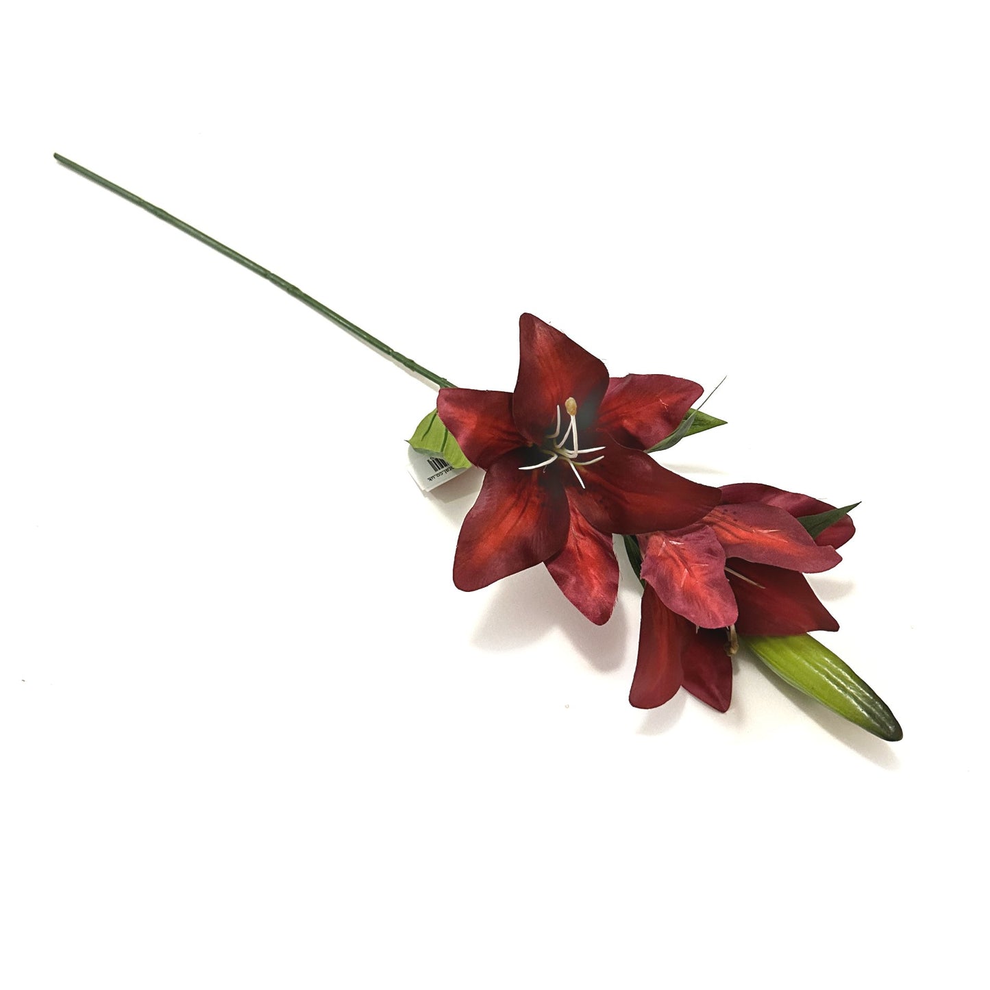 Artificial Lily Flower Spray with Maroon Dark Red Faux Flowers