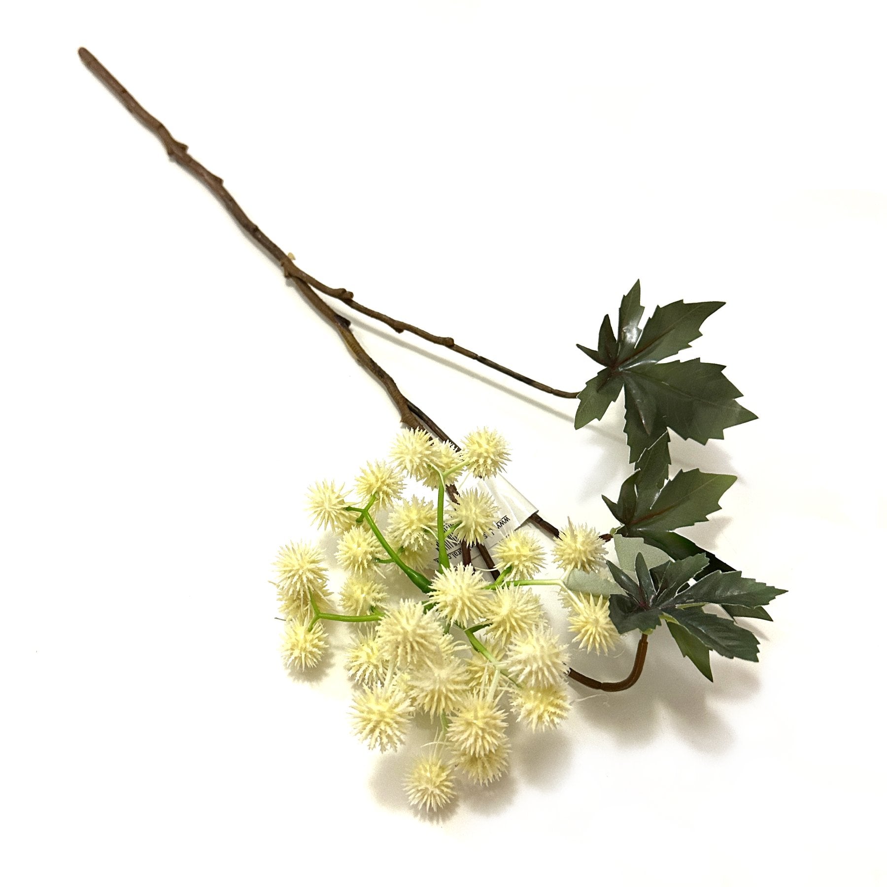 Artificial Castor Oil Plant Spray with Ivory Faux Flowers