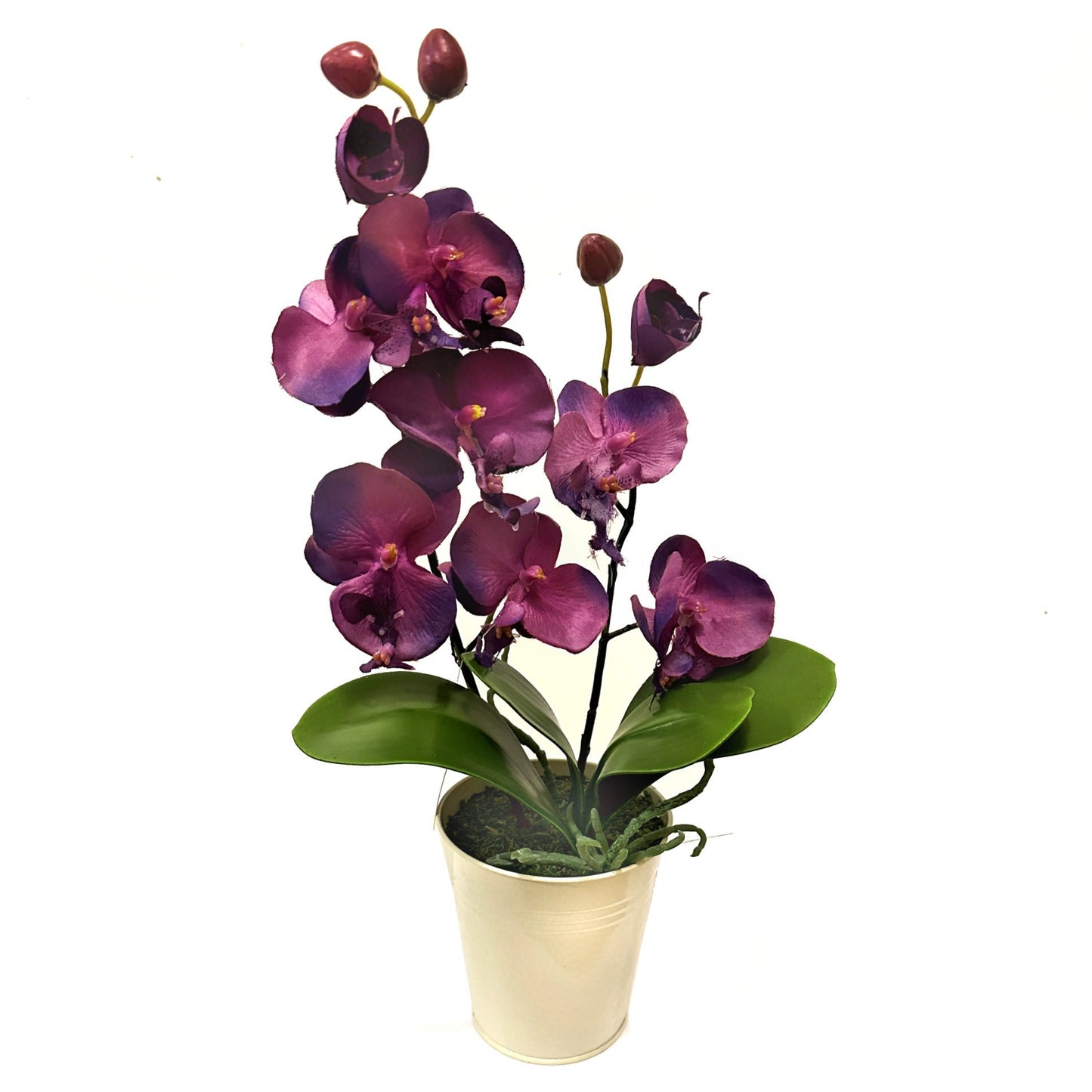 Artificial Orchid Flower in Metal Pot 40cm