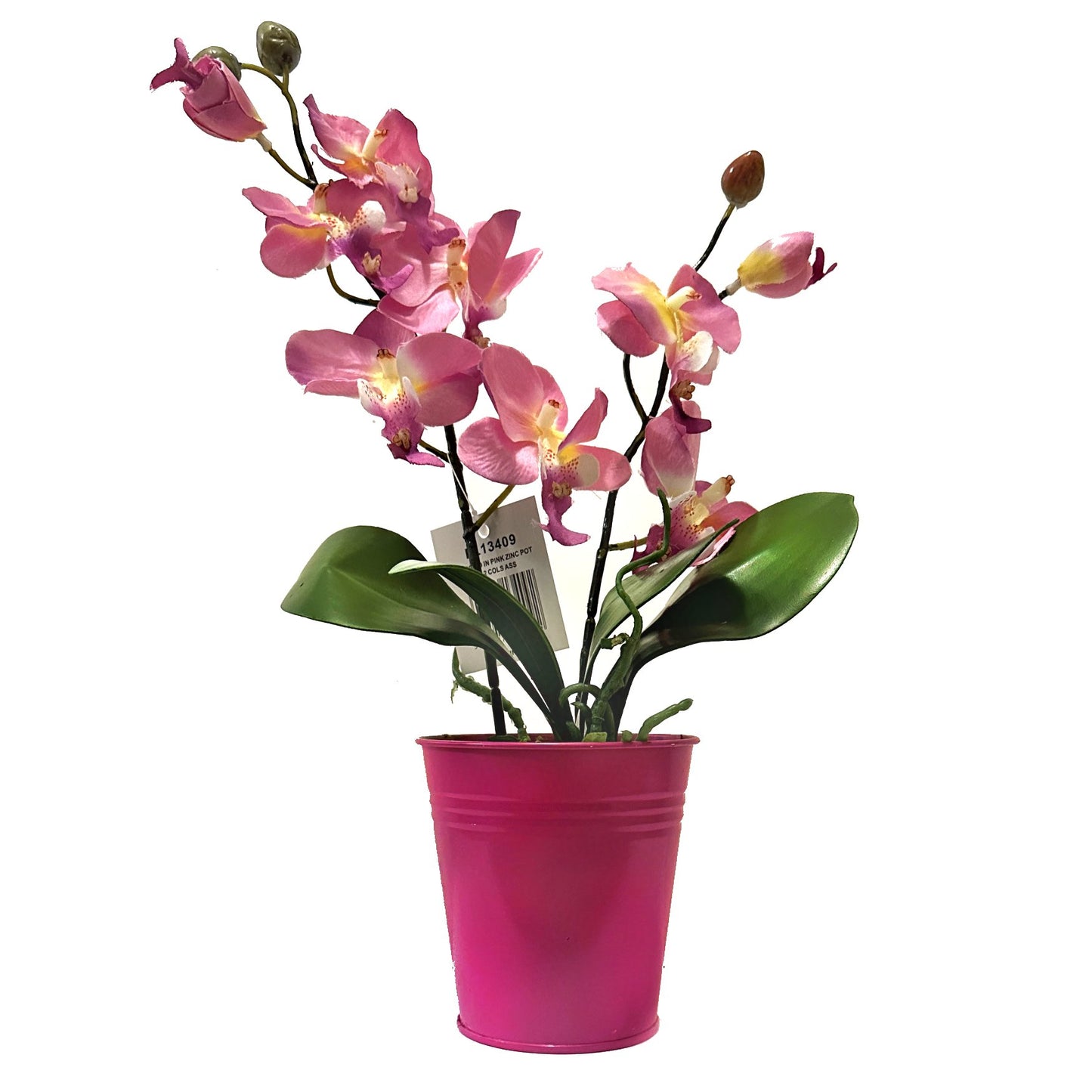 Artificial Orchid Flower in Metal Pot 40cm