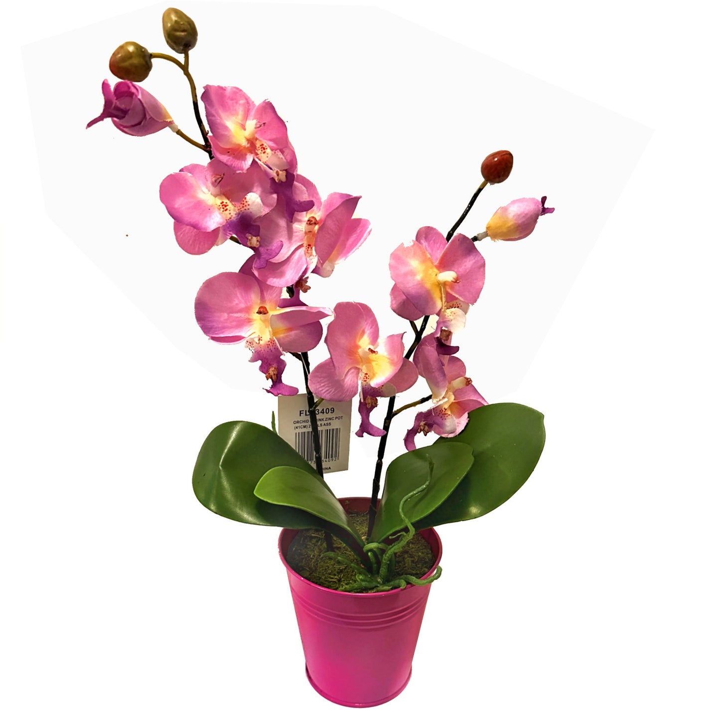 Artificial Orchid Flower in Metal Pot 40cm