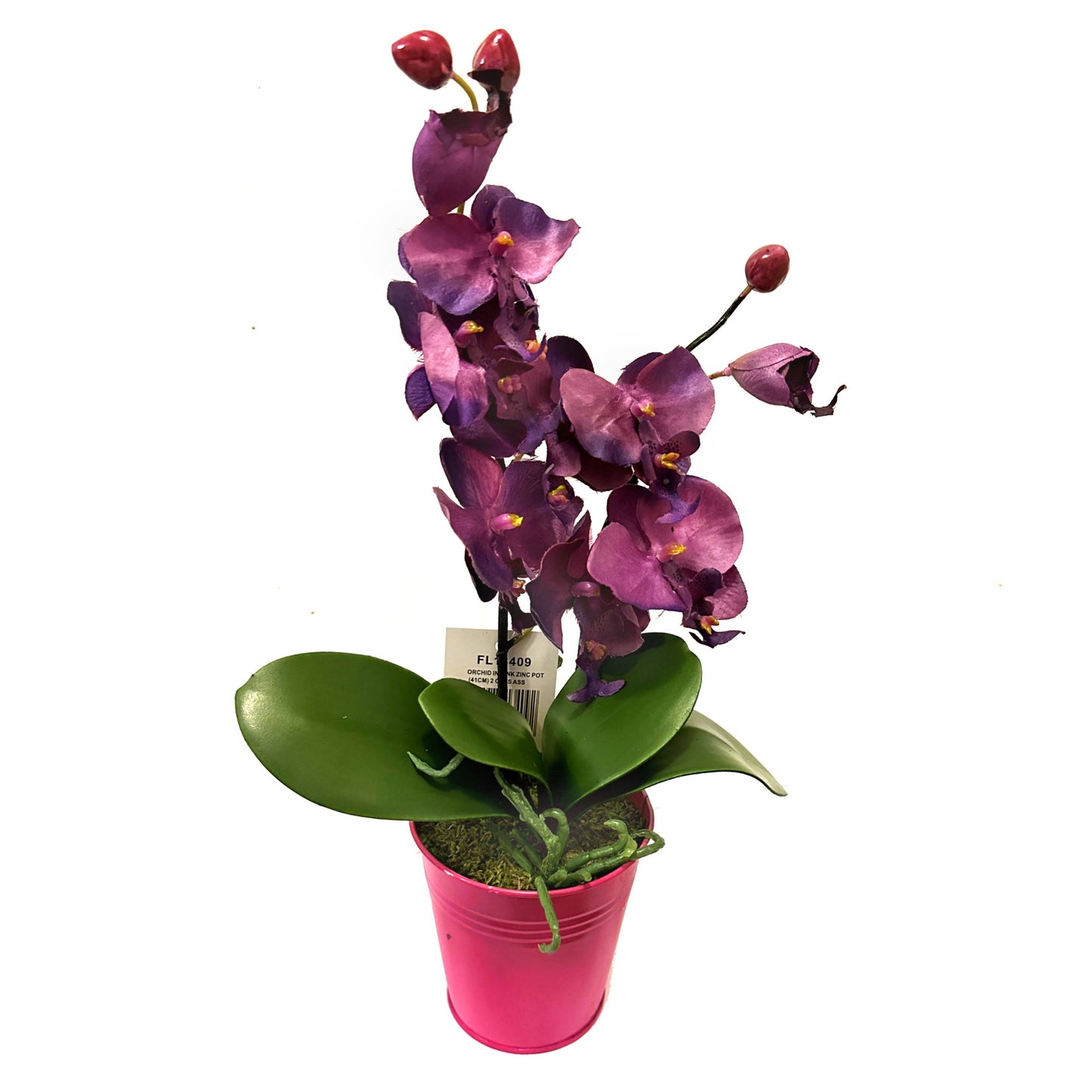 Artificial Orchid Flower in Metal Pot 40cm