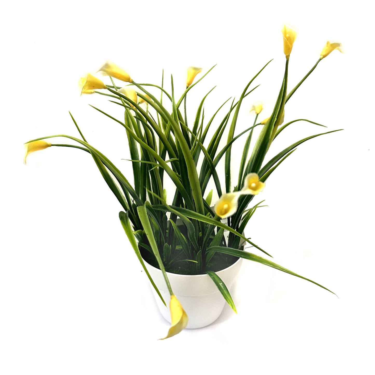 Artificial Mini Calla Lily Flowering Plants in White Pot