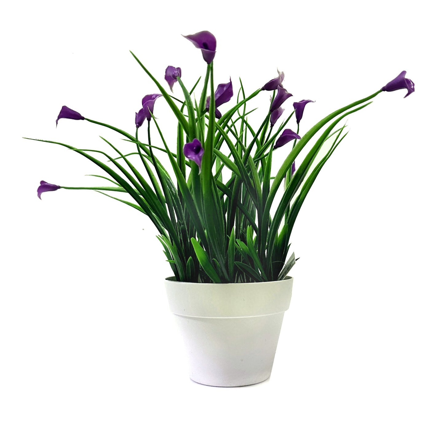 Artificial Mini Calla Lily Flowering Plants in White Pot