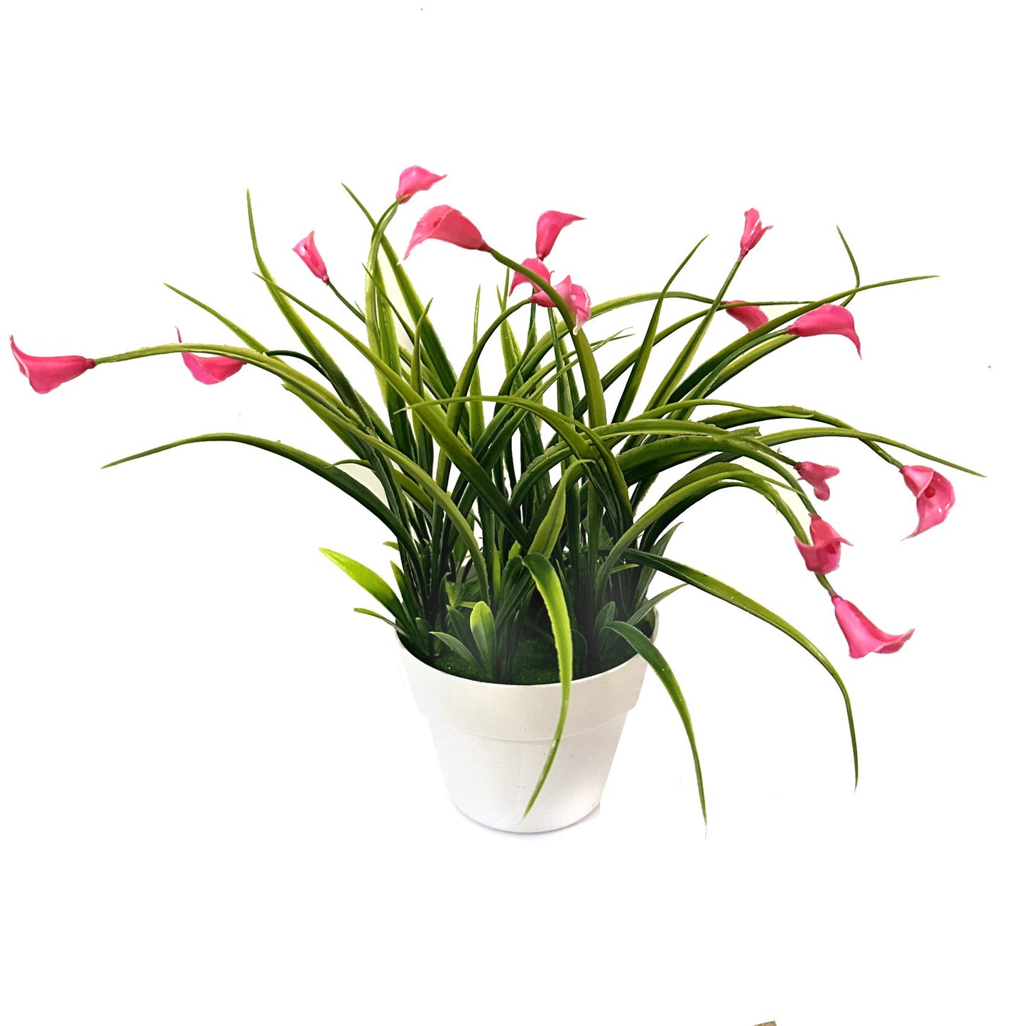 Artificial Mini Calla Lily Flowering Plants in White Pot