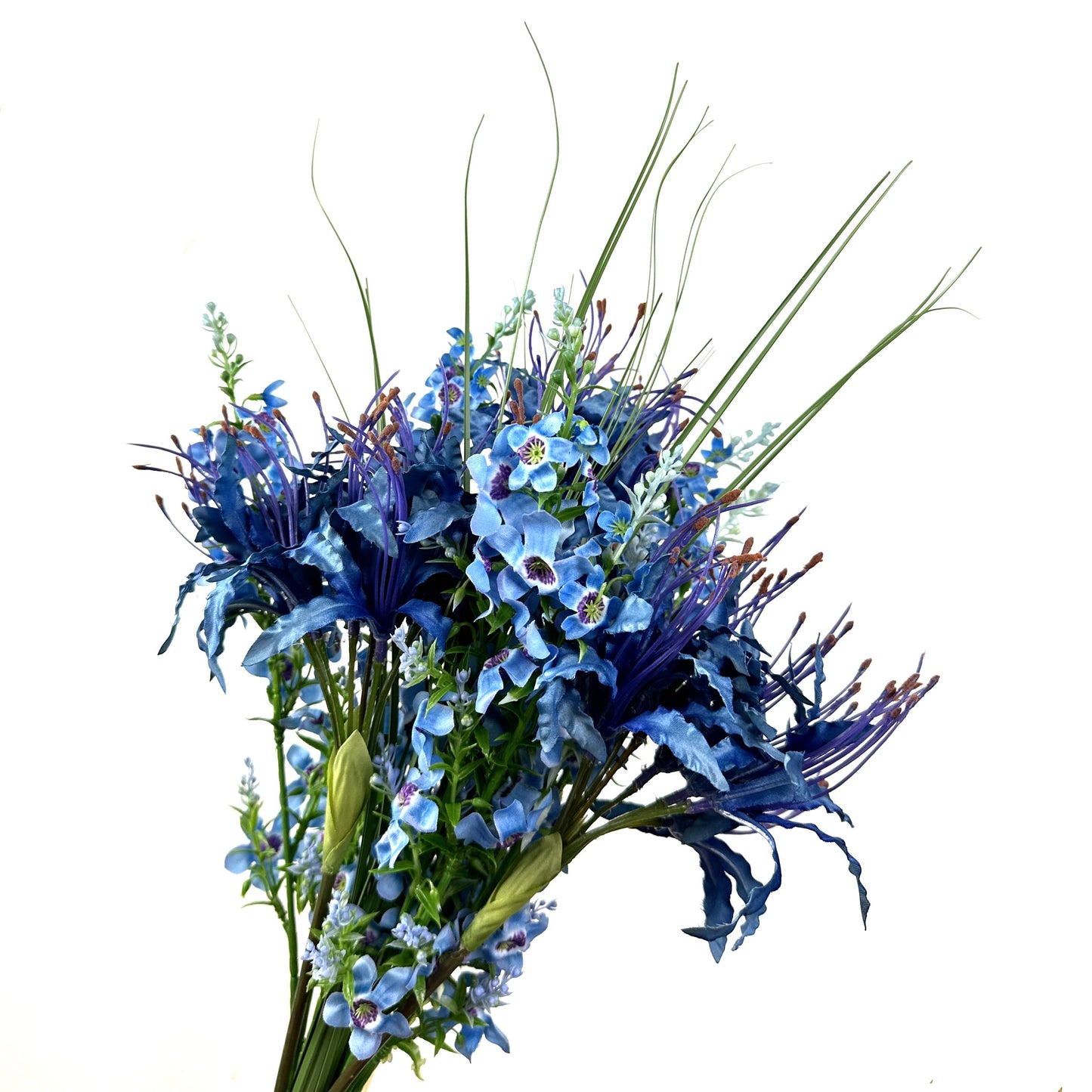 Artificial Blue Nerine and Catmint Tall Faux Flower Arrangement