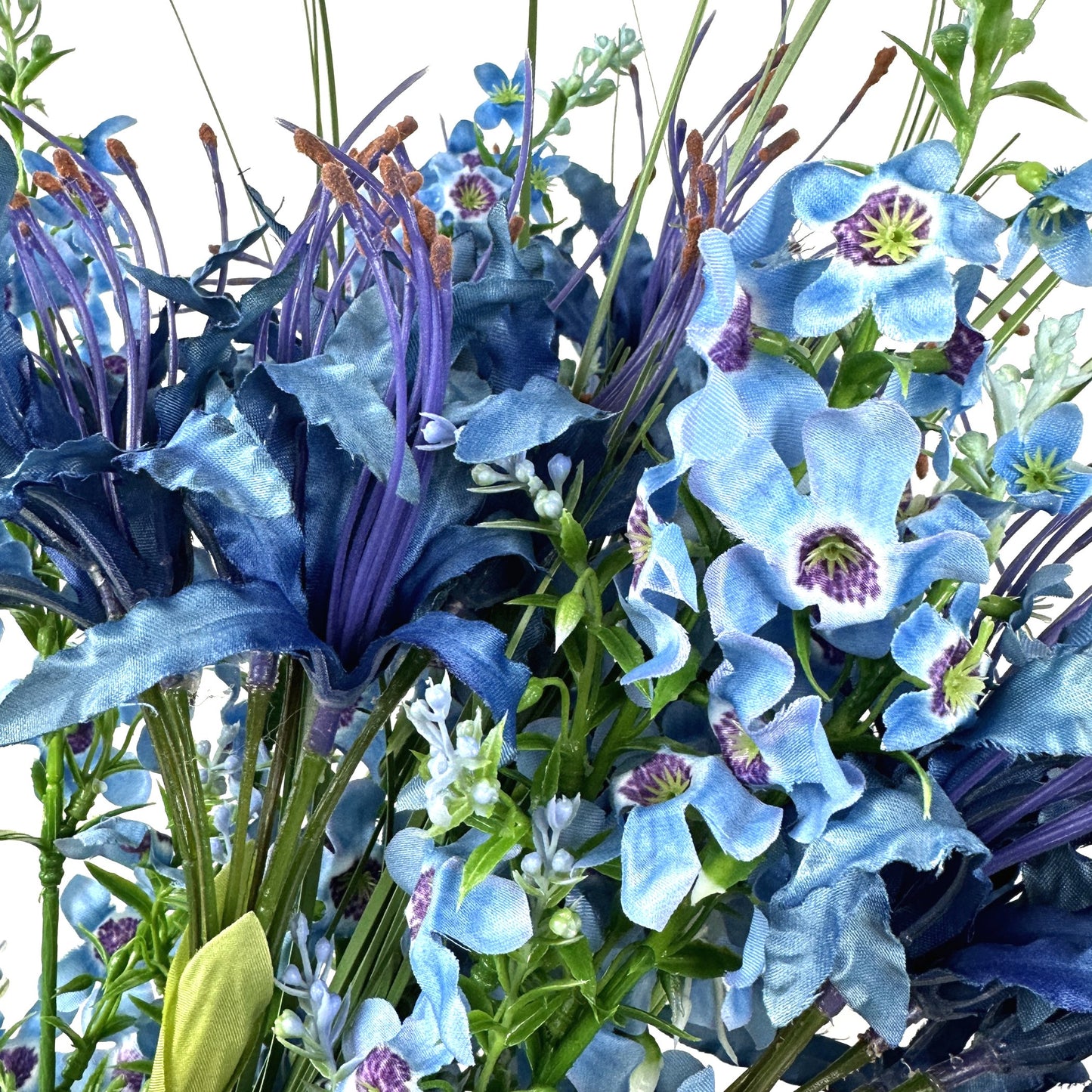 Artificial Blue Nerine and Catmint Tall Faux Flower Arrangement