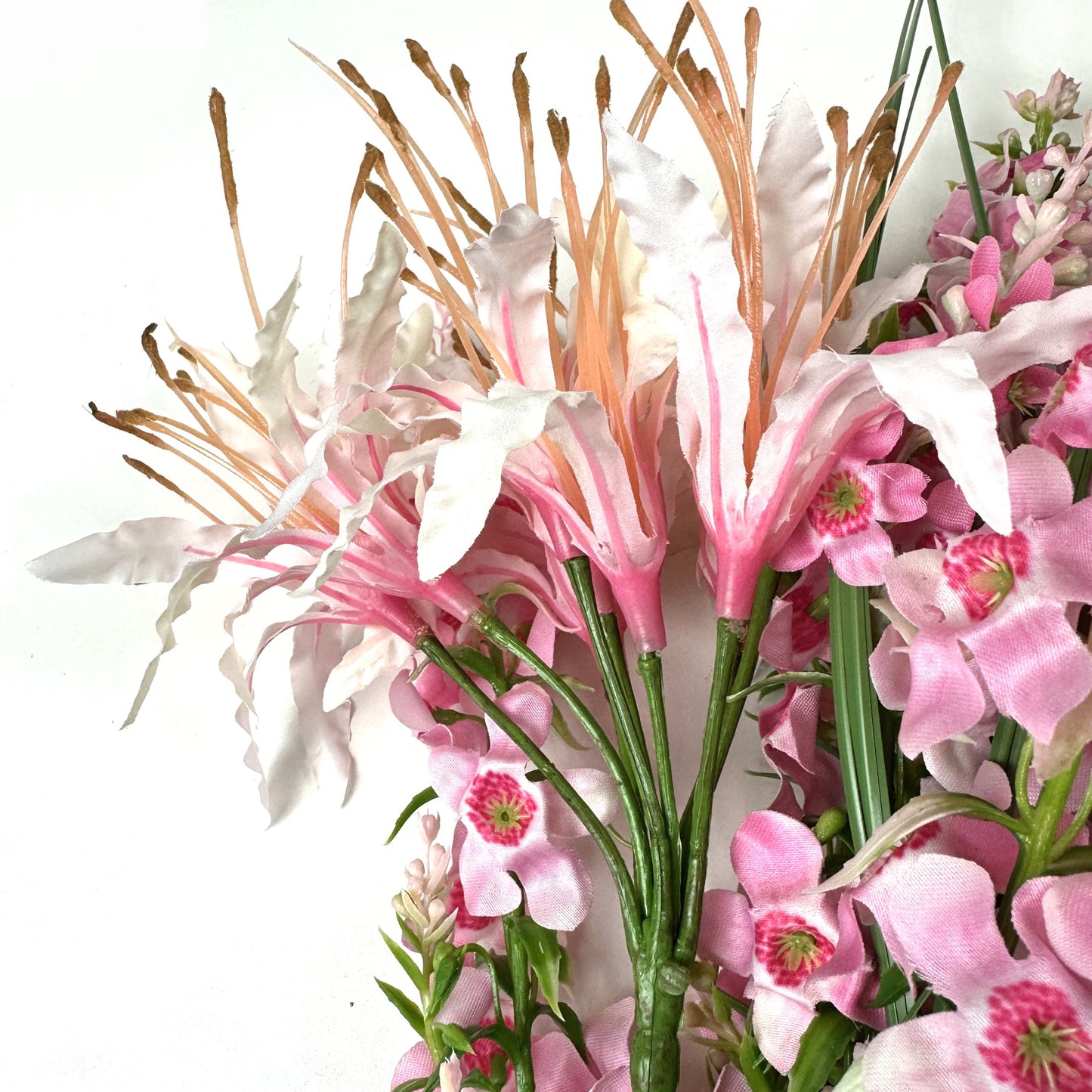 Artificial Pink Nerine and Catmint Tall Faux Flower Arrangement