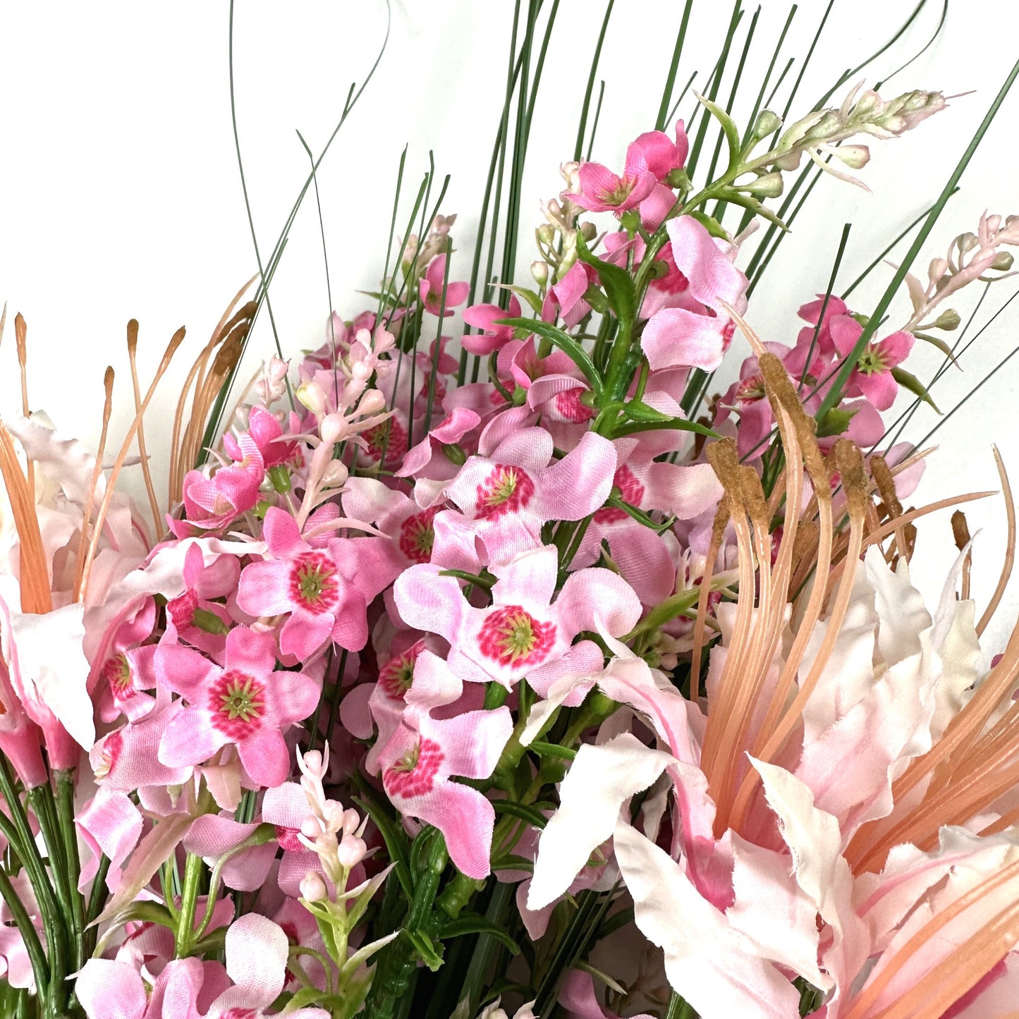 Artificial Pink Nerine and Catmint Tall Faux Flower Arrangement