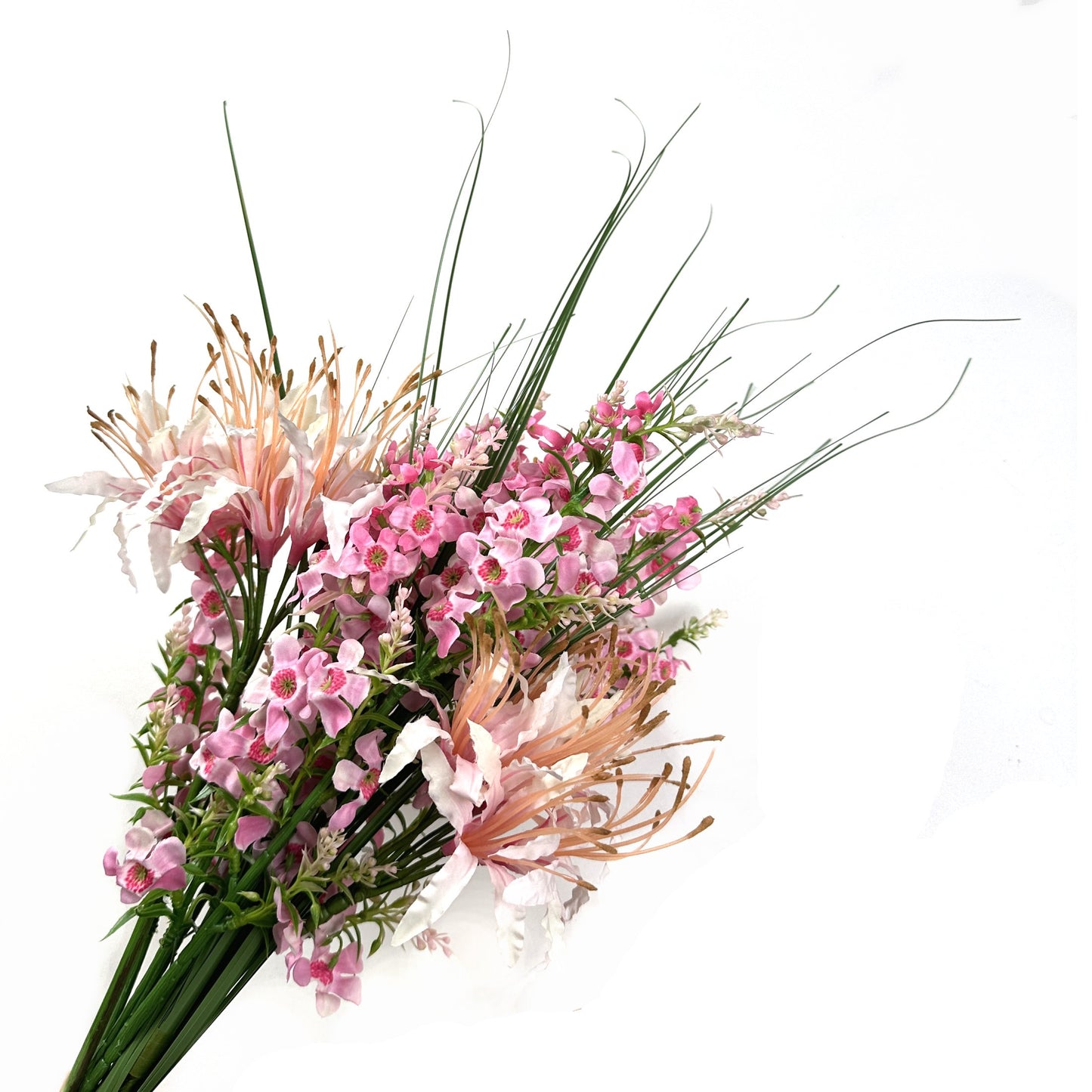 Artificial Pink Nerine and Catmint Tall Faux Flower Arrangement