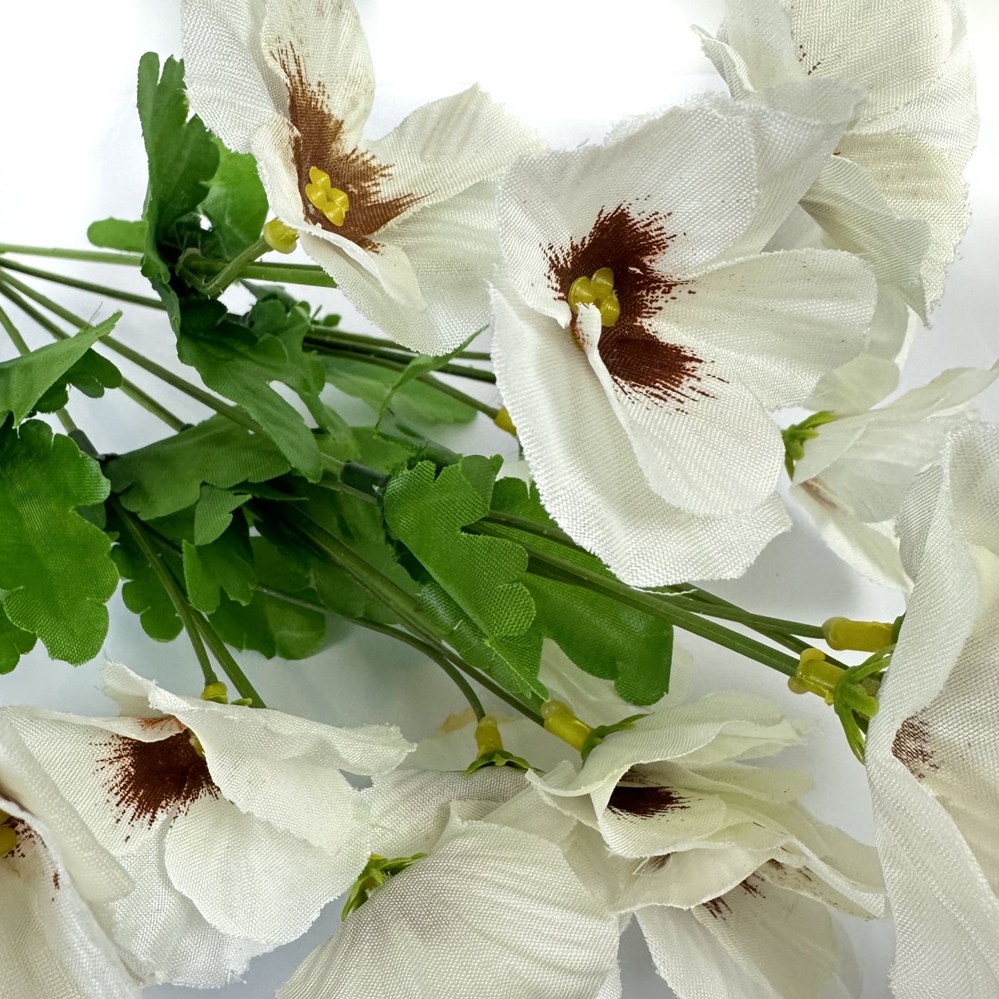 Artificial Pansy Bush 34cm - White