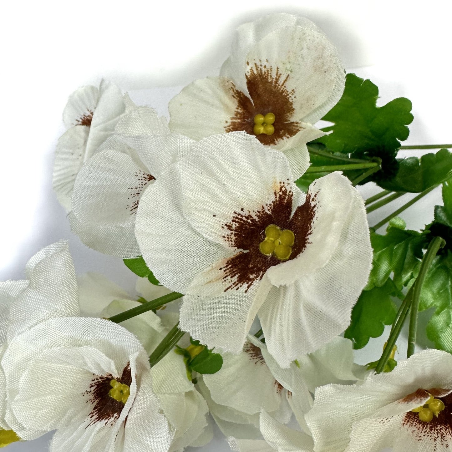 Artificial Pansy Bush 34cm - White