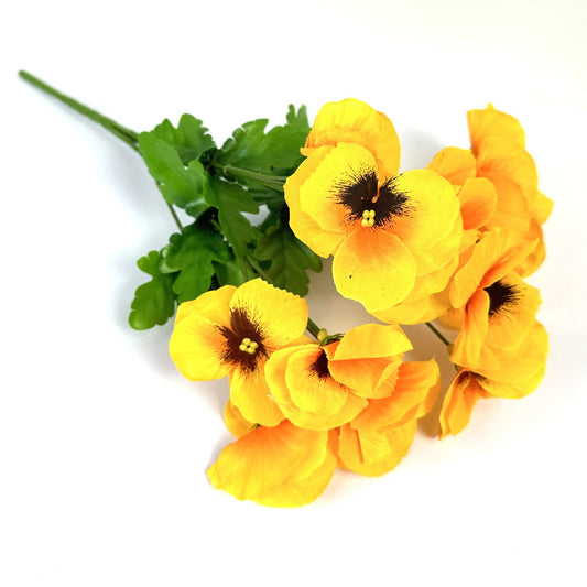 Artificial Pansy Bush With Faux Yellow Flowers