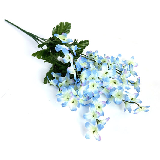 Artificial Forsythia Spray With Blue Faux Flowers