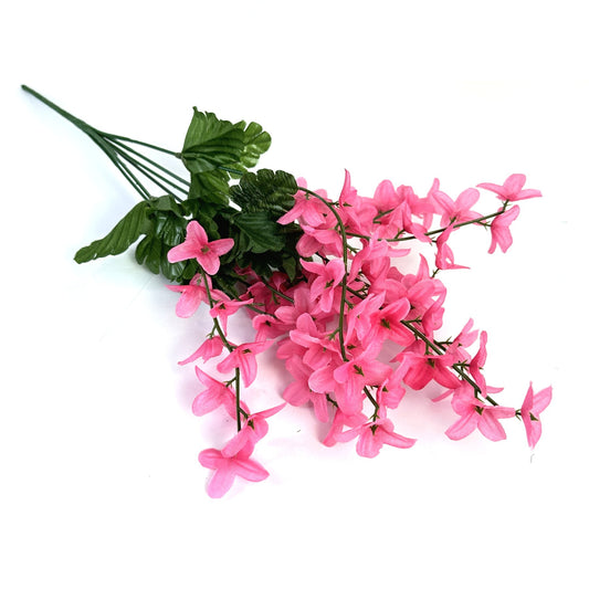 Artificial Forsythia Spray with Pink Faux Flowers