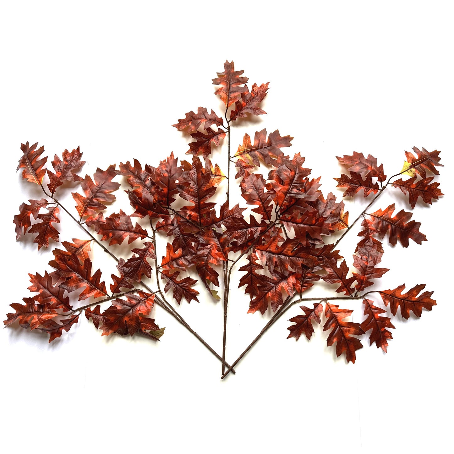 Artificial Oak Leaf Branch 68cm - Red and Orange