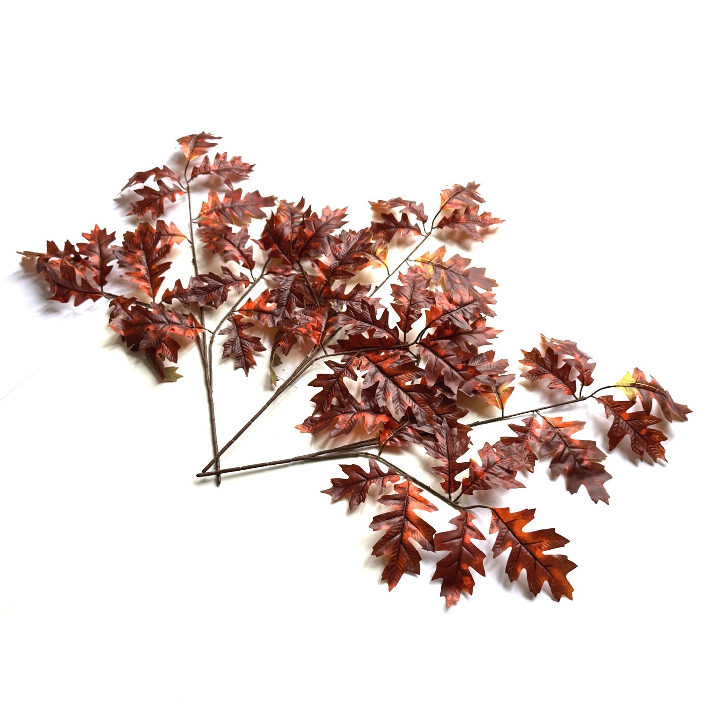 Artificial Oak Leaf Branch 68cm - Red and Orange