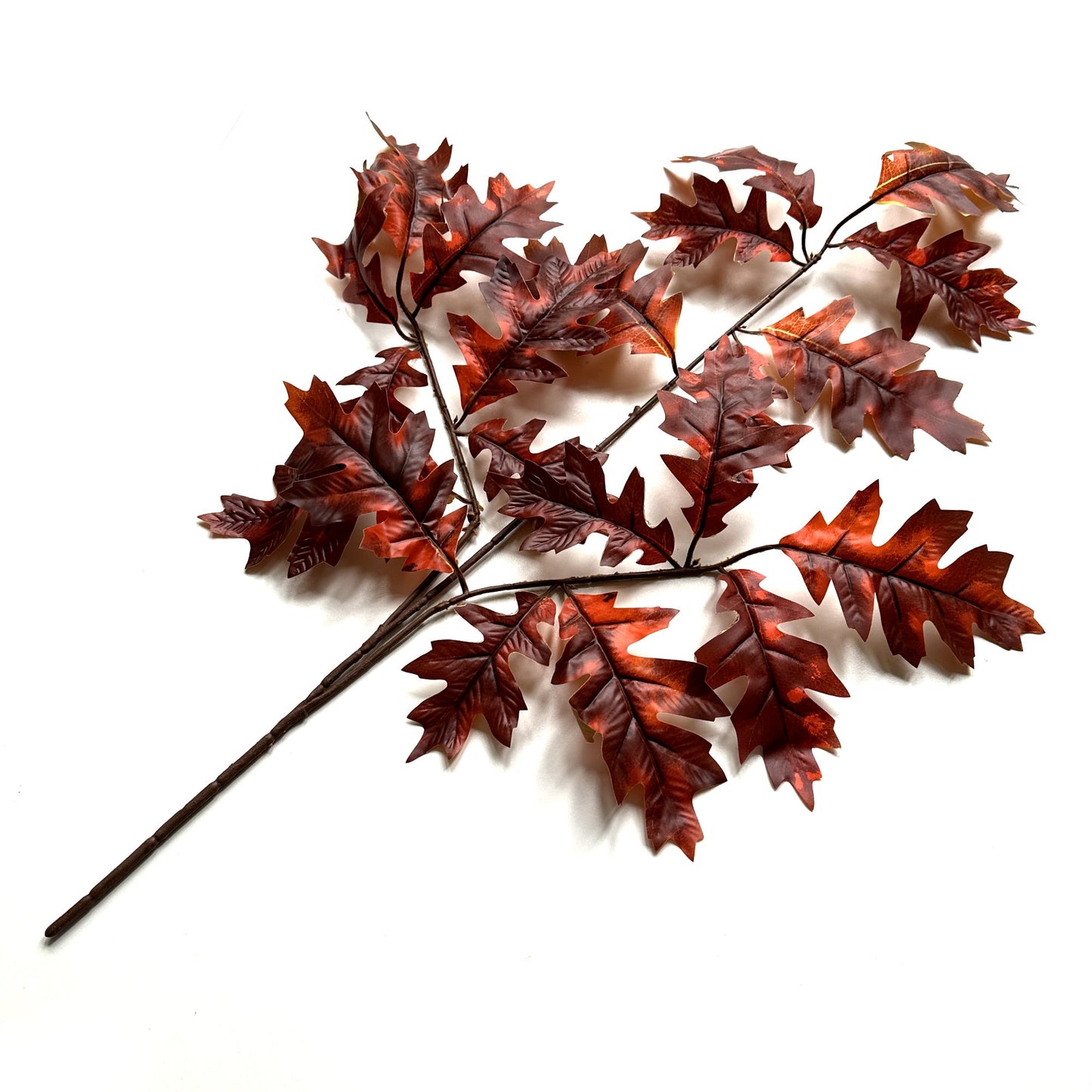 Artificial Oak Leaf Branch 68cm - Red and Orange