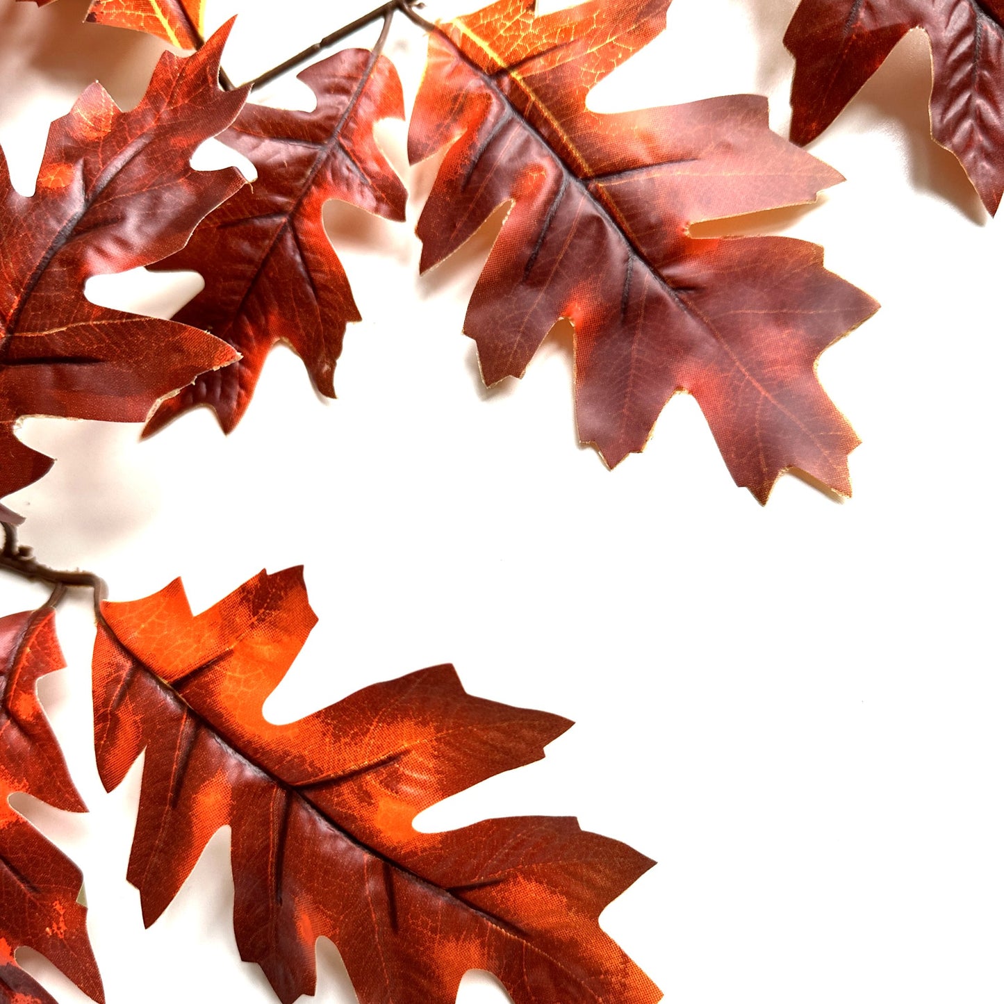 Artificial Oak Leaf Branch 68cm - Red and Orange