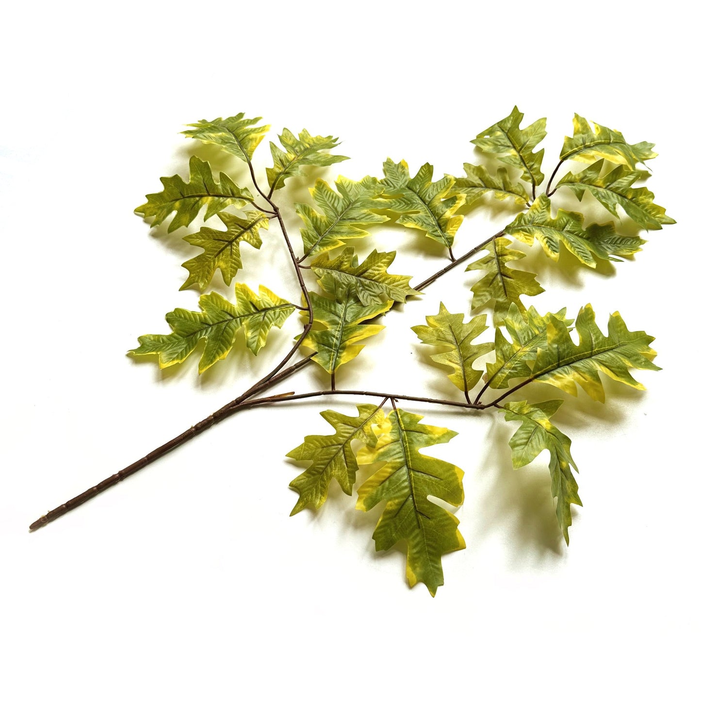 Artificial Oak Leaf Branch 68cm - Green and Yellow