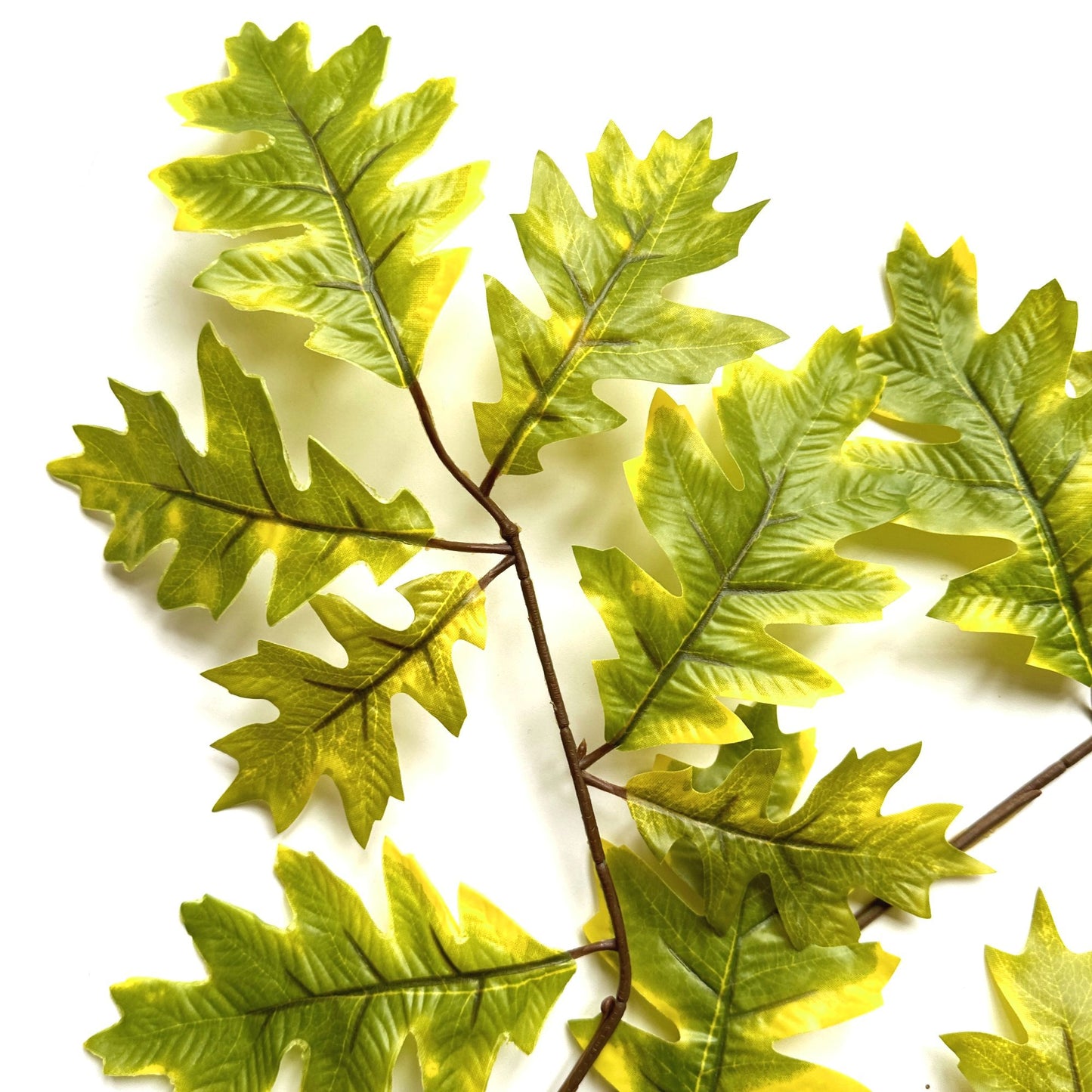 Artificial Oak Leaf Branch 68cm - Green and Yellow