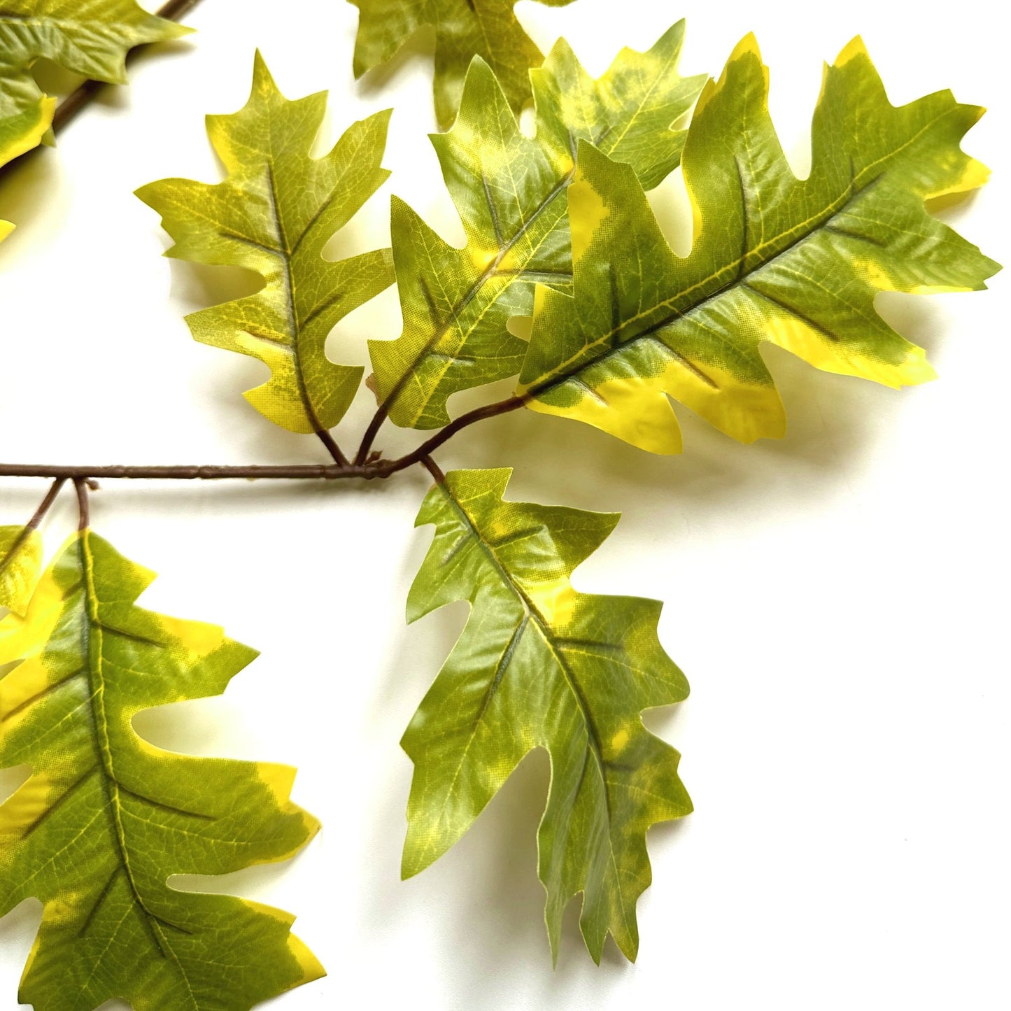 Artificial Oak Leaf Branch 68cm - Green and Yellow