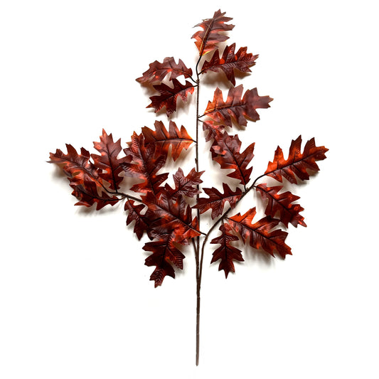 Artificial Oak Tree Branch With Red and Orange Faux Leaves
