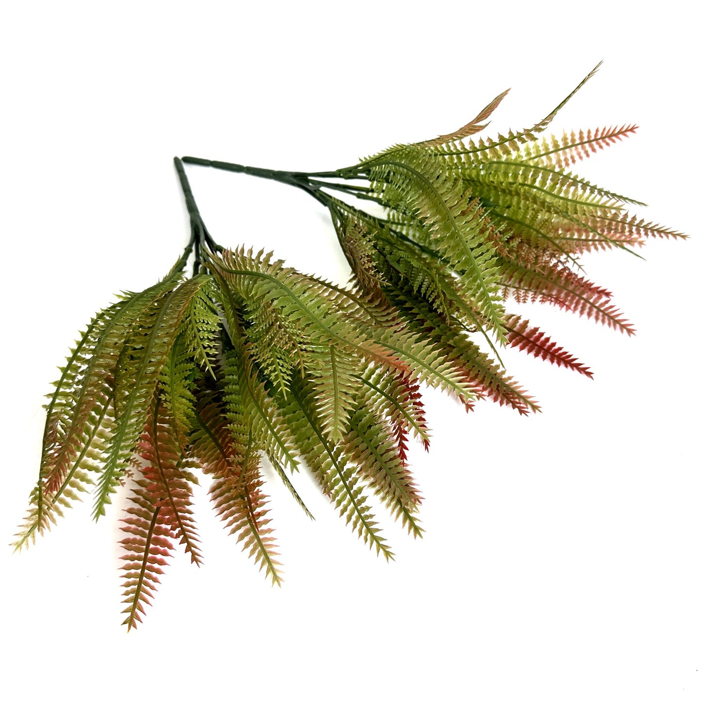 Artificial Red and Green Fern Bush 34cm