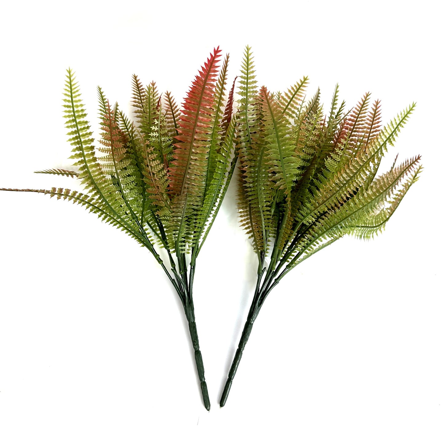 Artificial Red and Green Fern Bush 34cm