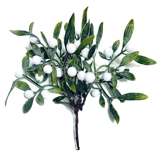 Artificial Faux Glittered Mistletoe Plant 21cm