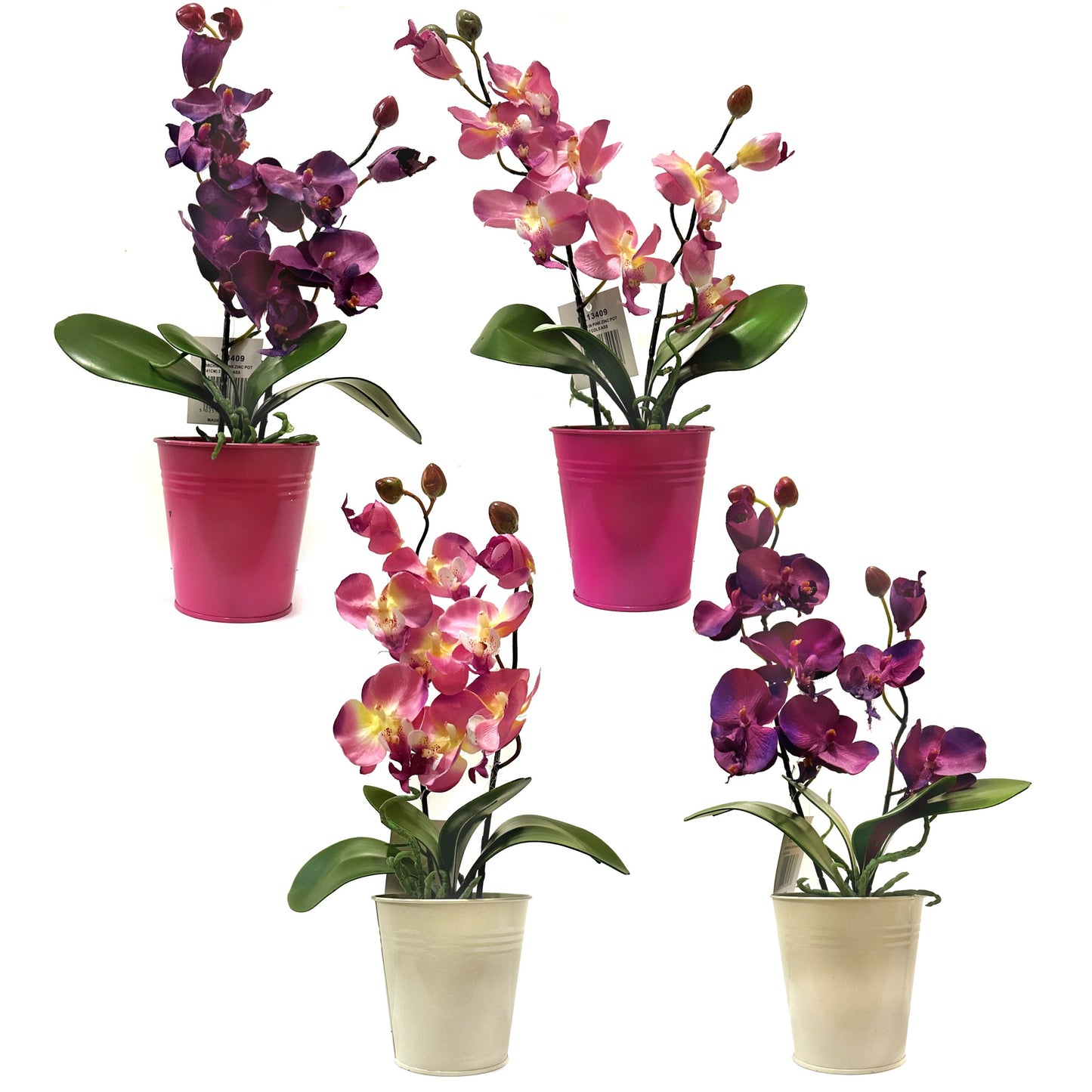 Artificial Orchid Flower in Metal Pot 40cm