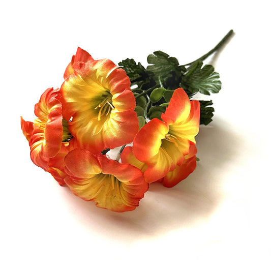 Artificial Petunia Flowering Bush with Faux Orange Flowers