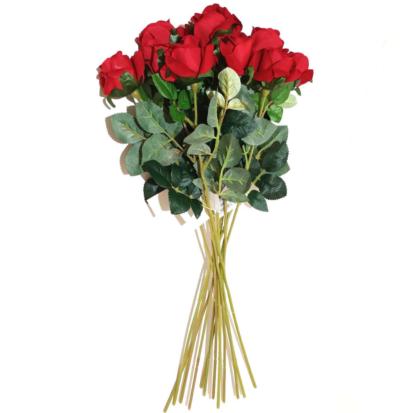 12 Artificial Red Rose Flower Stems With a Teddy Bear