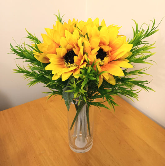 Artificial Sunflower and Grass Foliage Arrangement