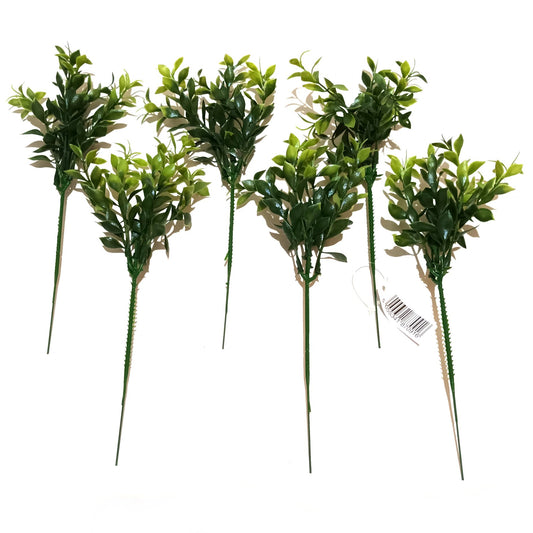 Set of 6 Artificial Tea Leaf Plant Picks 24cm