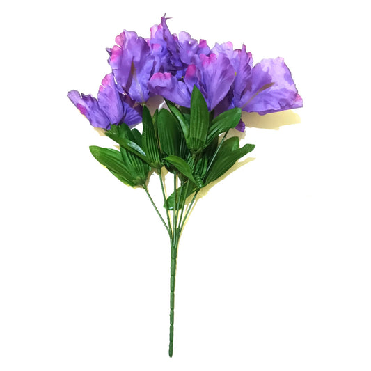 Artificial Iris Plant with Dark Purple Flowers - 34cm