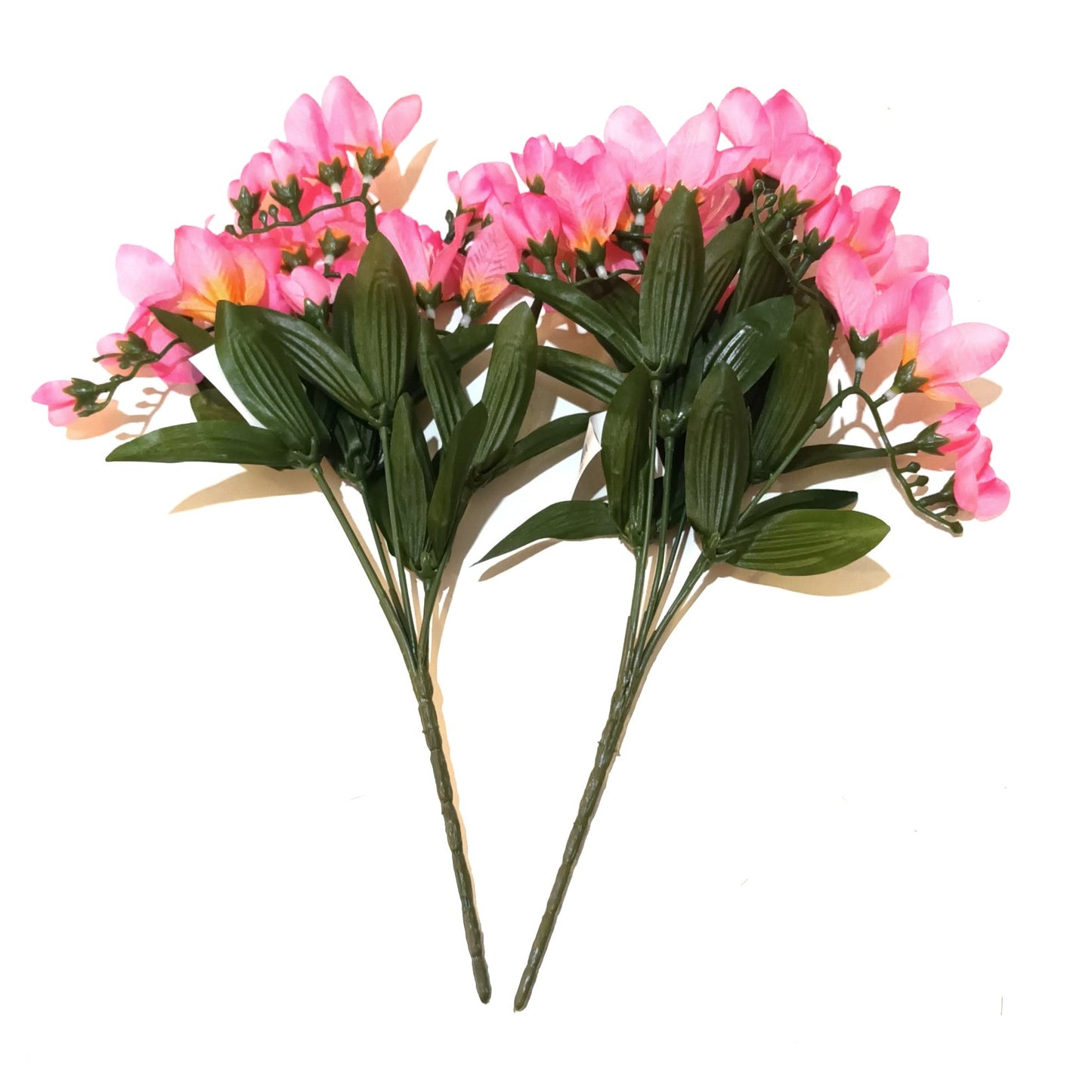 Artificial Freesia Bush with Pink Flowers 35cm