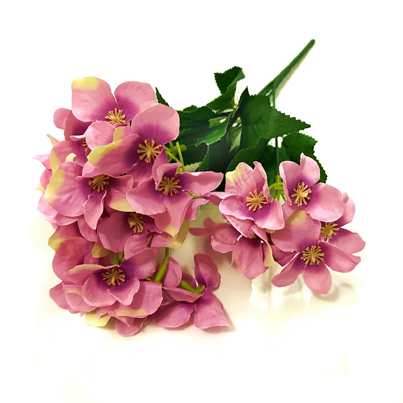 Artificial Hydrangea Flower Bush 30cm - Dark Pink