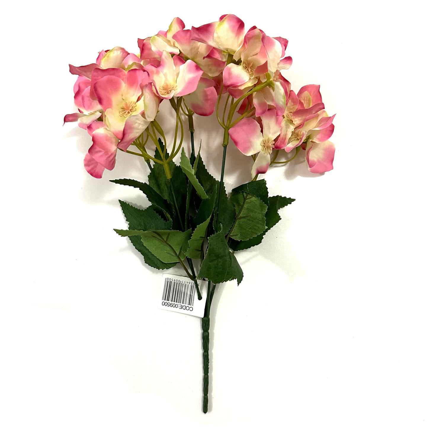 Artificial Hydrangea Flower Bush 30cm - Pink/Cream