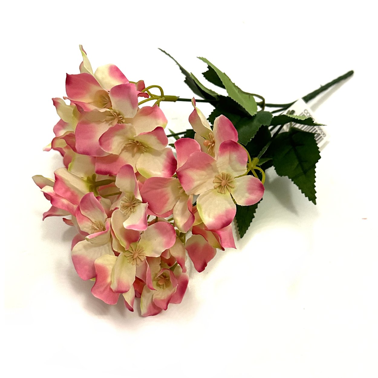 Artificial Hydrangea Flower Bush 30cm - Pink/Cream